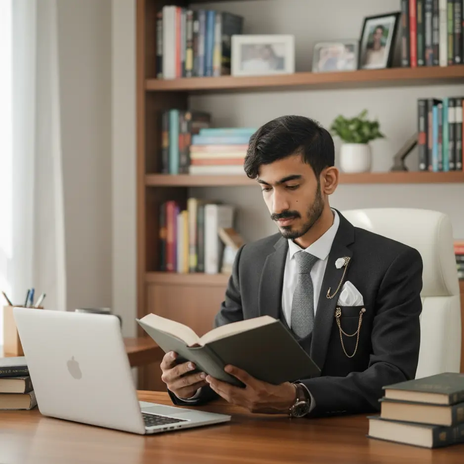 Usman jatoi is reading for writing his blogs